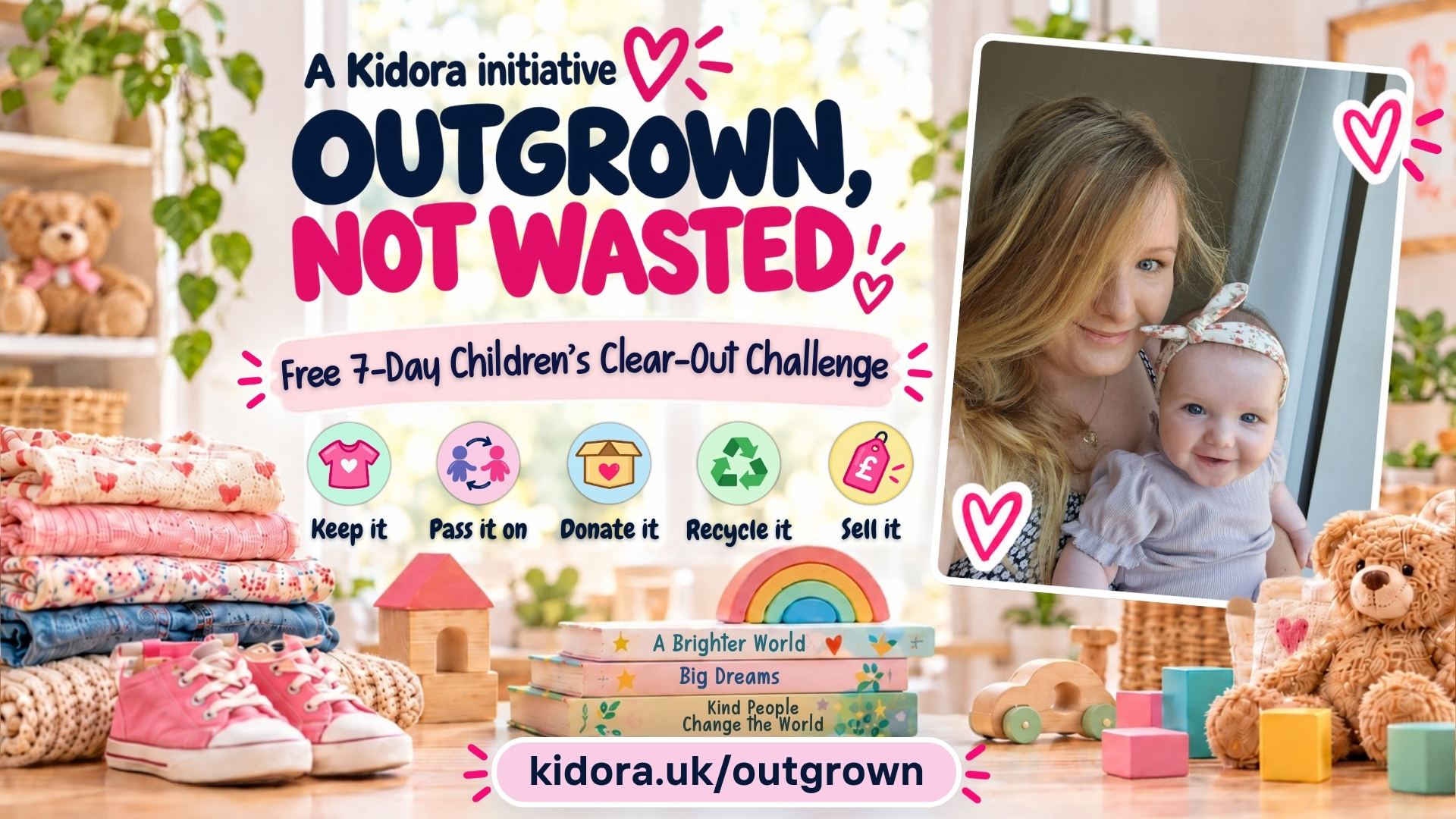 Karolina Gudes, founder of Kidora, with her daughter Sofia for the Outgrown, Not Wasted campaign
