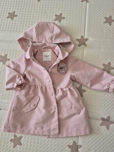 Pink shower resistant jacket, Next, 12-18 months