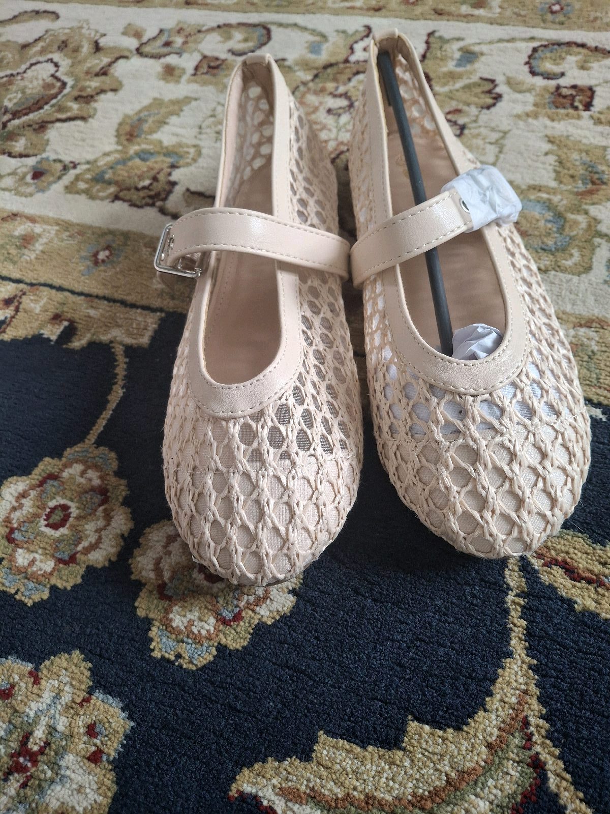 BNIB Cream Mesh Ballet Flats Mary Jane Shoes