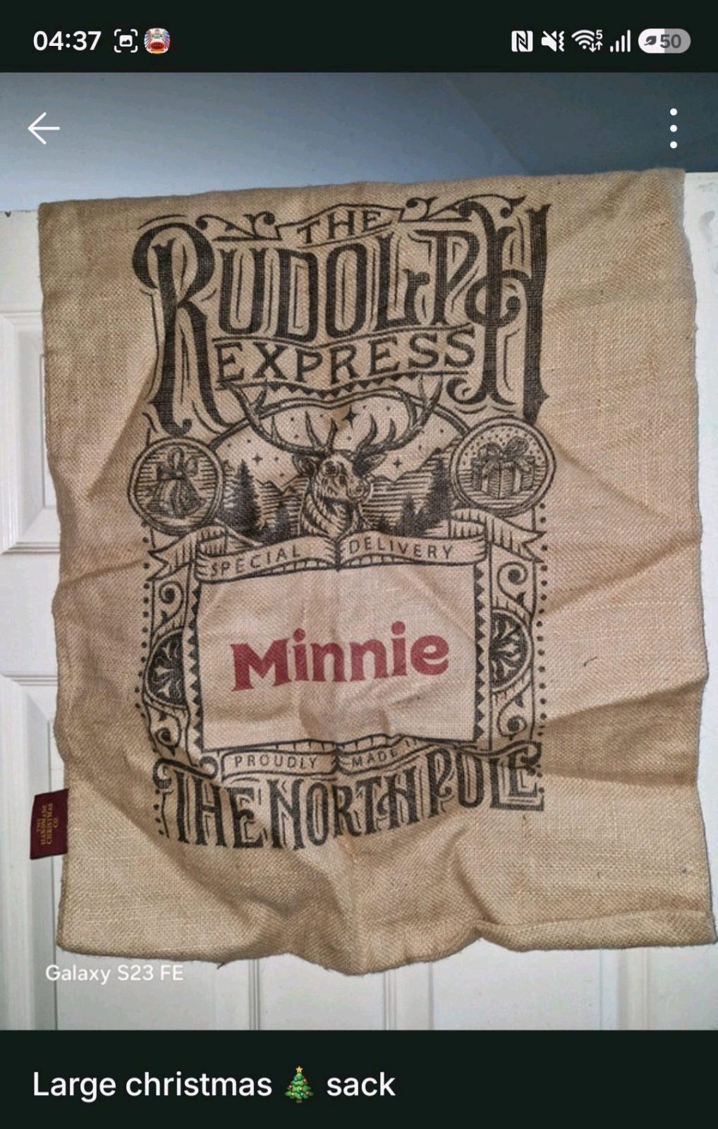 Large Christmas sack personalised MINNIE