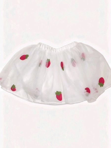 White Strawberry Tutu Skirt