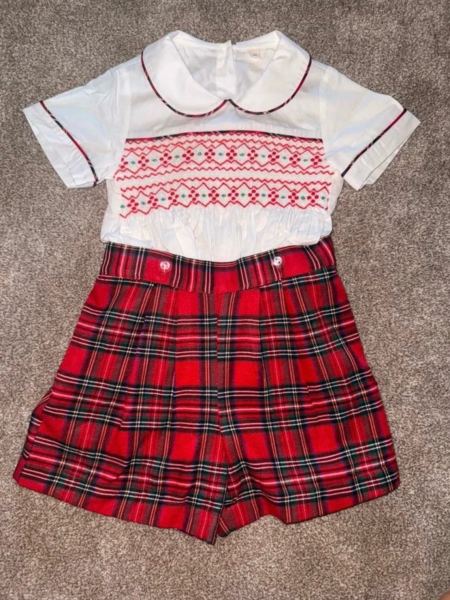 Boys handsmocked tartan Christmas suit