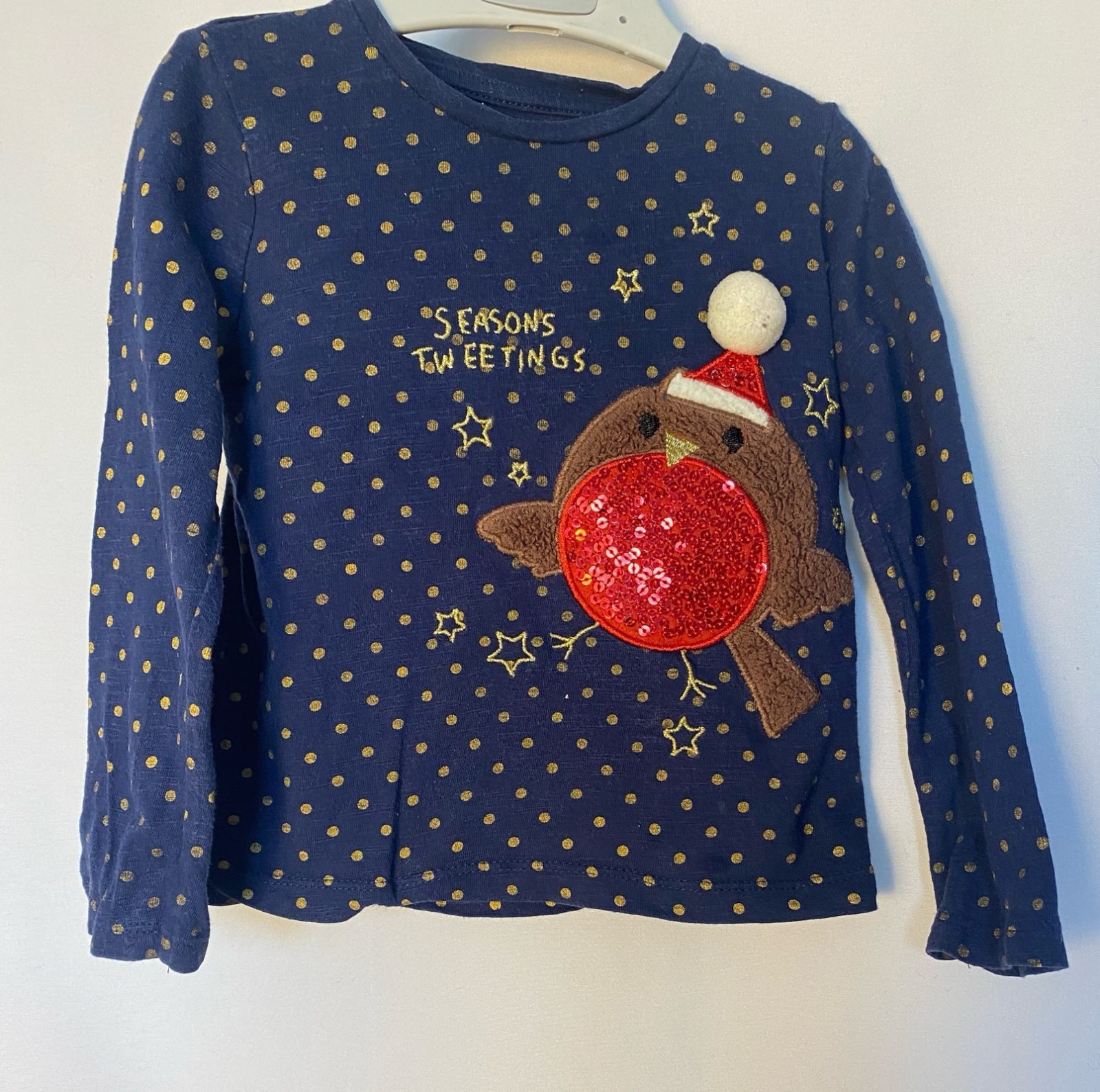 Mothercare Festive Robin Top 12-18m