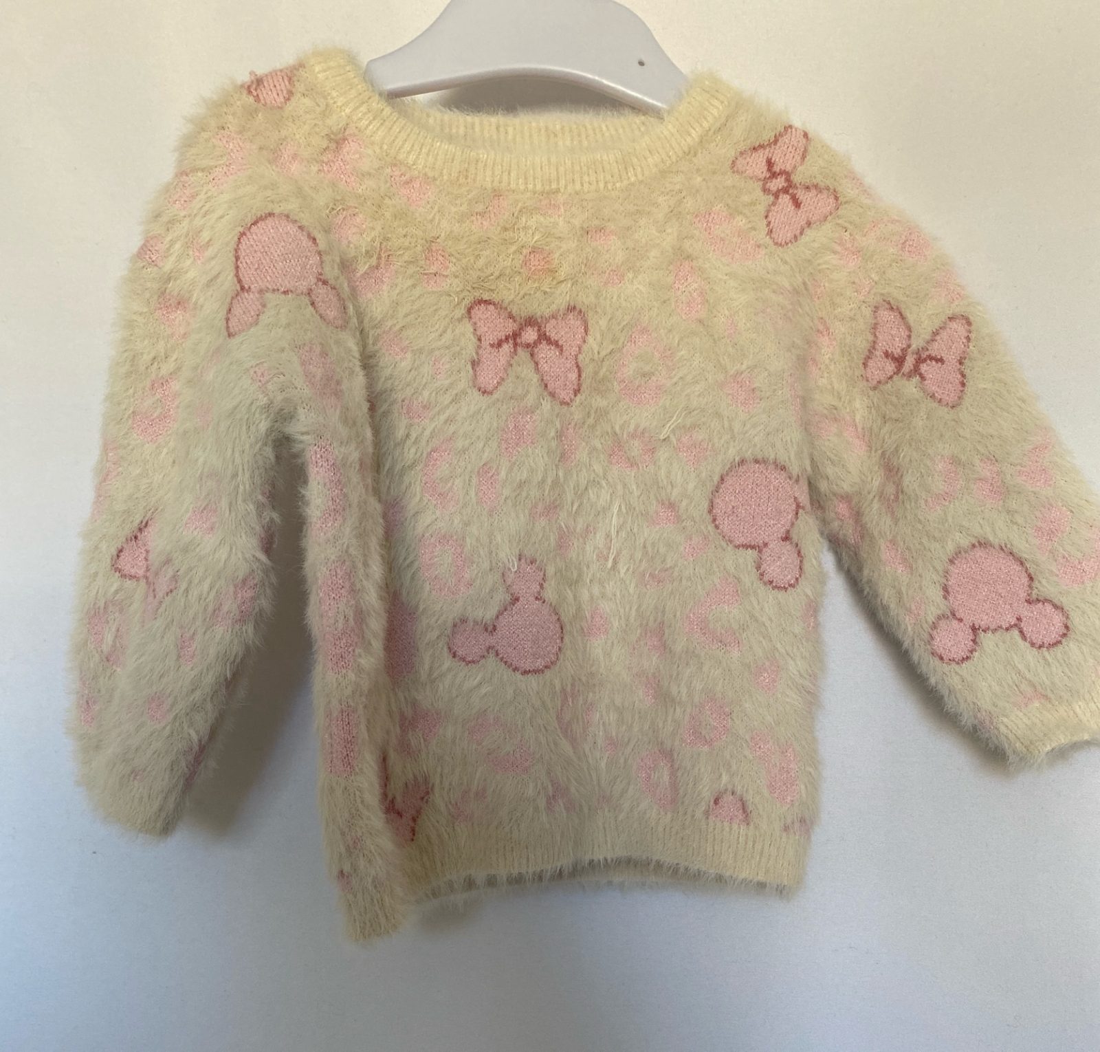 Primark Disney Minnie Mouse Fluffy Jumper Pink Bow