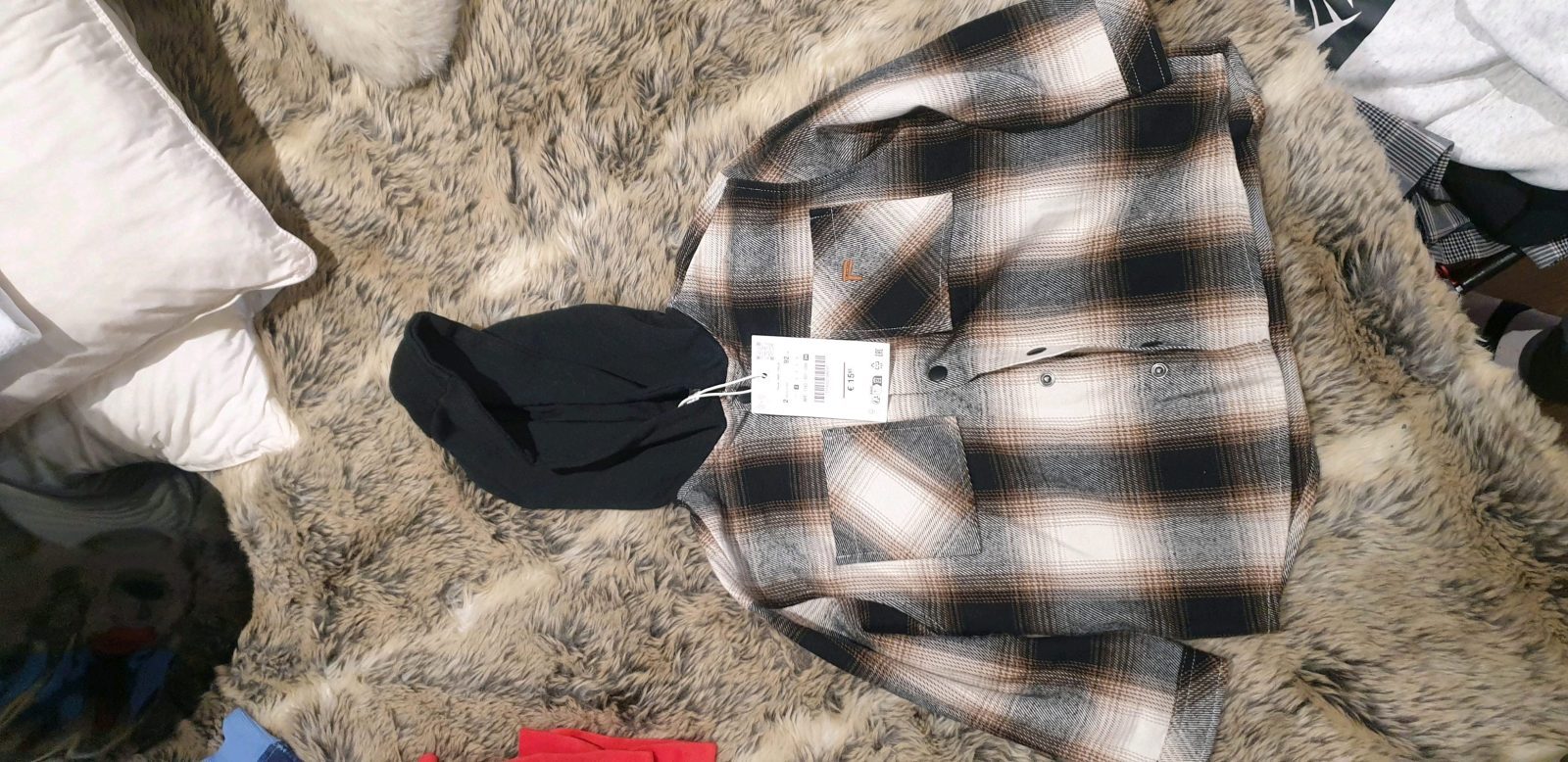 Zara Kids Checked Hooded Overshirt Shacket 2Y / 92