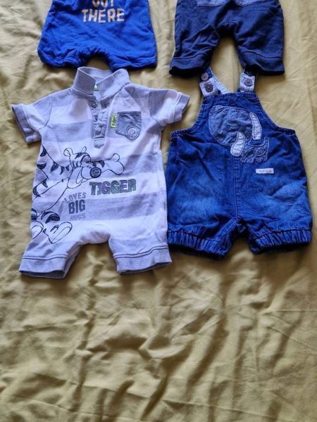 0-3 months dungarees and rompsuit bundle