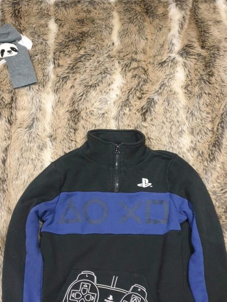 PlayStation 1/4 Fleece Sweatshirt Black Navy 8-9Y