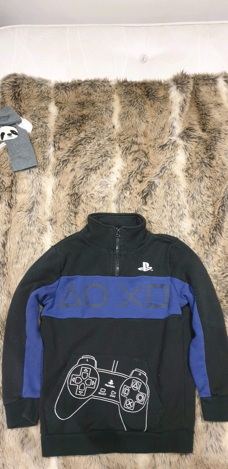 PlayStation 1/4 Fleece Sweatshirt Black Navy 8-9Y