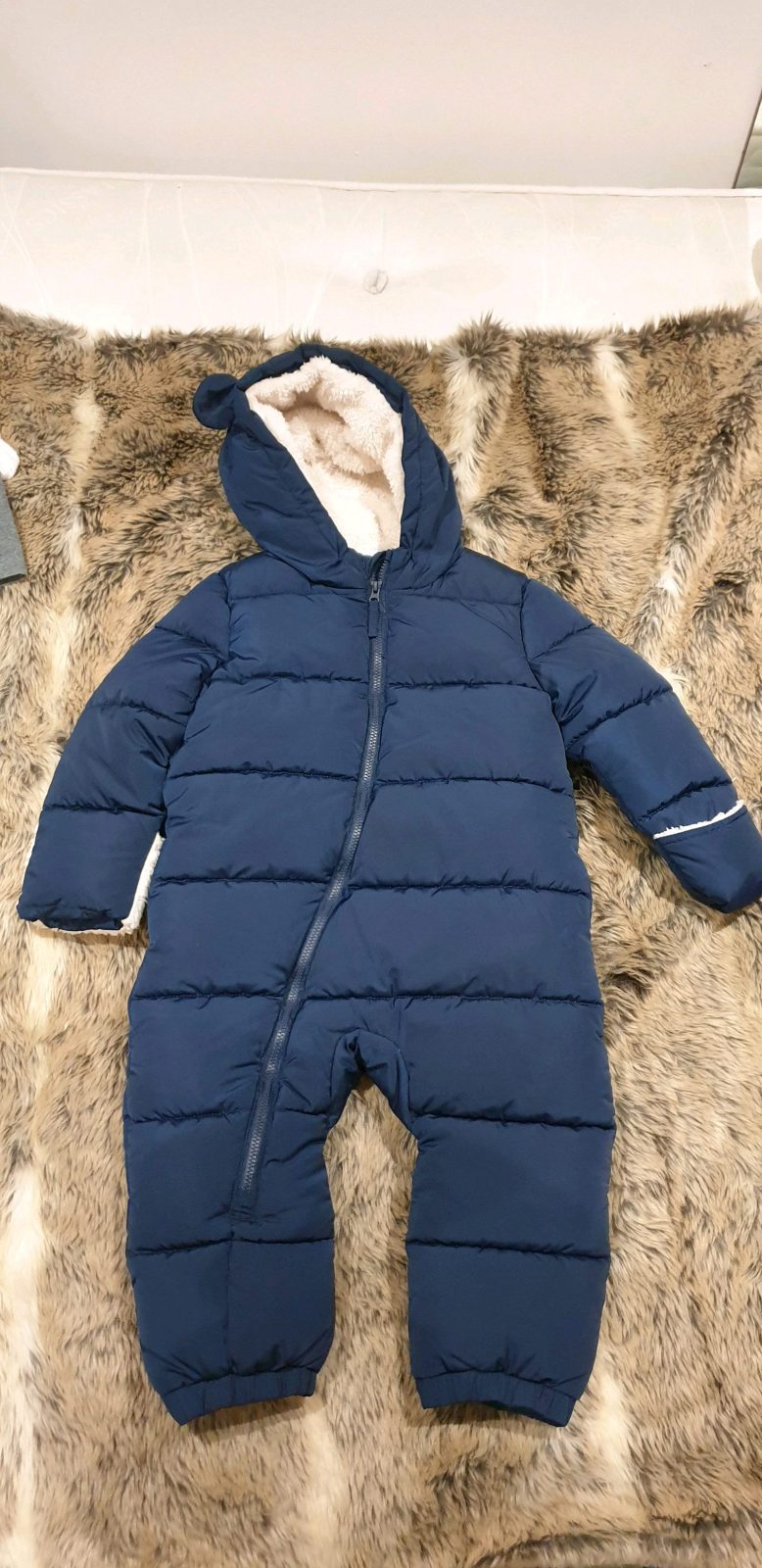 Fred & Flo Navy Padded Hooded Snowsuit 18–24M / 92